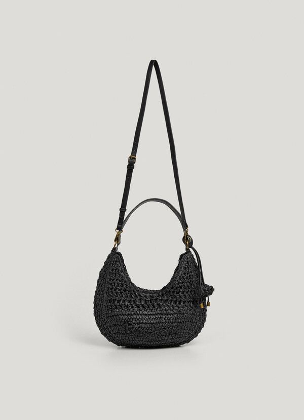 Crescent-Shaped Raffia Handbag