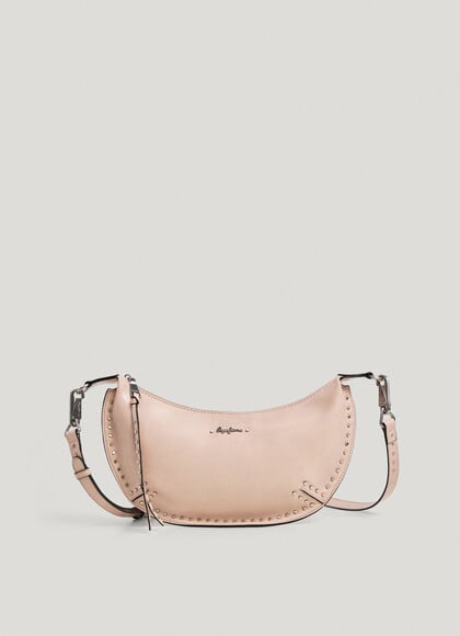 Leather effect crescent-shaped handbag