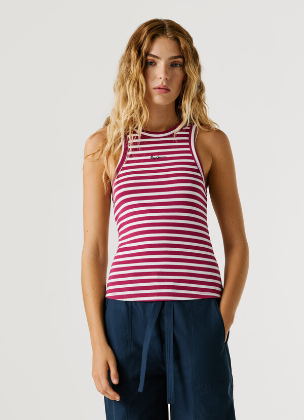 STRIPED RIBBED TOP