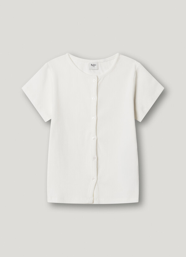 RIBBED BUTTON-UP T-SHIRT