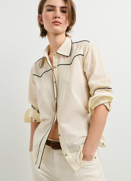 EMBROIDERED SHIRT WITH PIPING