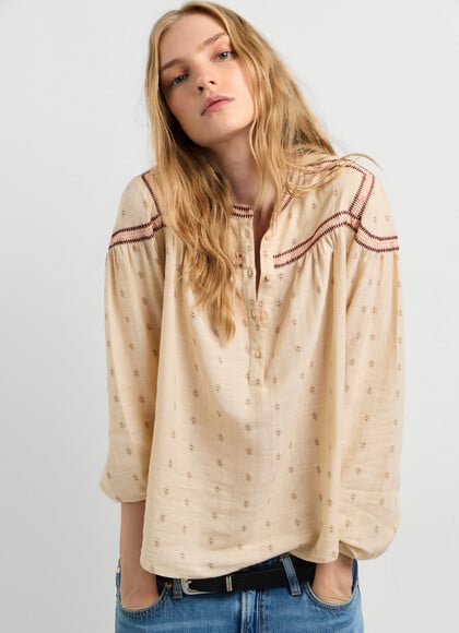 FLUID MAO COLLAR BLOUSE