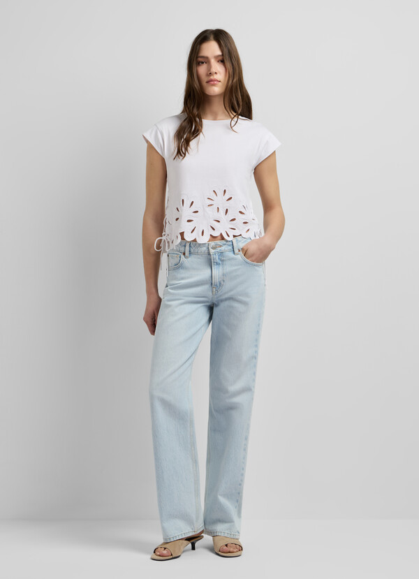 T-SHIRT WITH OPENWORK FLOWERS