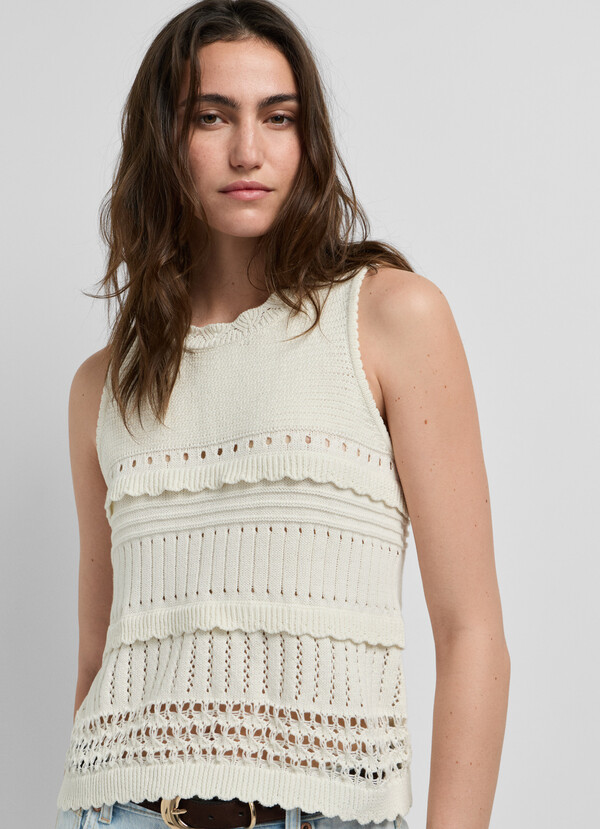 CROCHET TOP WITH OPENWORK DETAILS