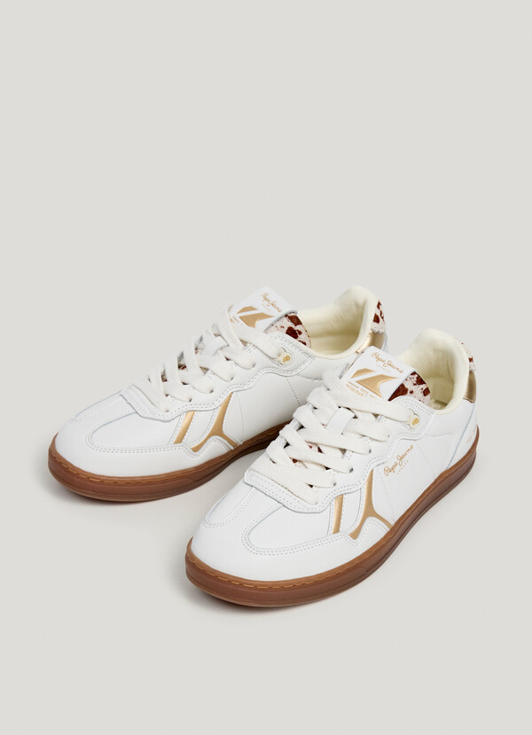 LEATHER TRAINERS WITH ANIMAL PRINT DETAILS - BALL