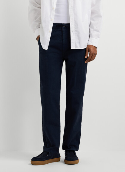 RELAXED FIT SEERSUCKER CHINO TROUSERS