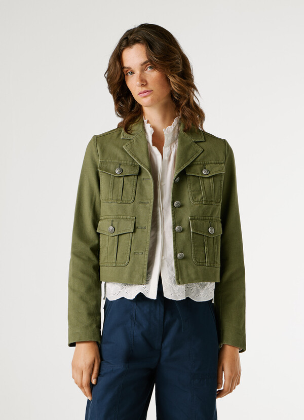 CROPPED FIT TWILL JACKET