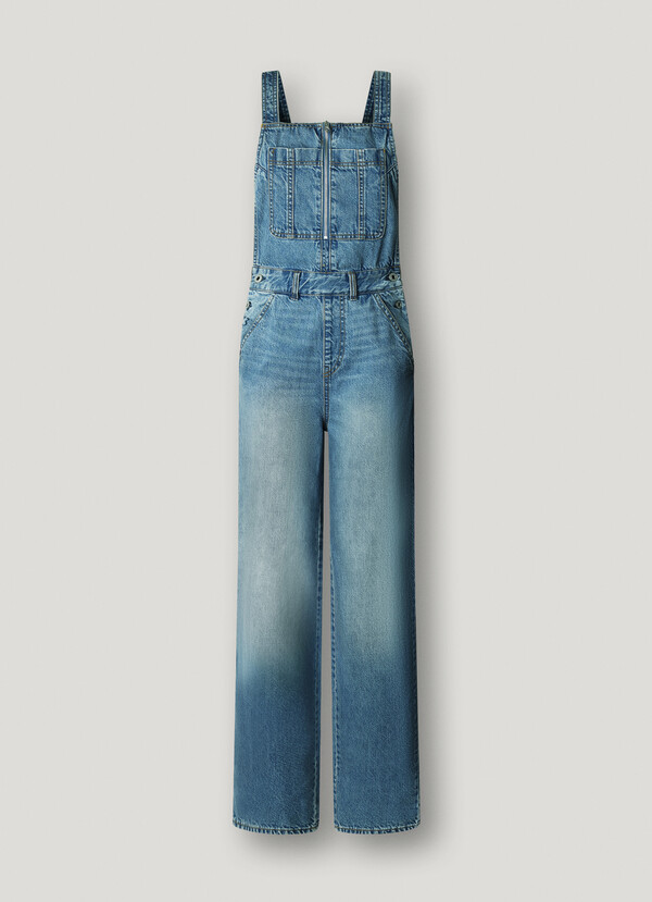 REGULAR FIT DENIM MAXI DUNGAREES
