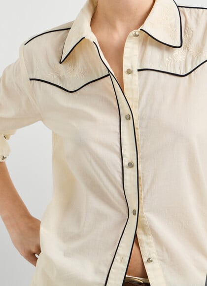 EMBROIDERED SHIRT WITH PIPING