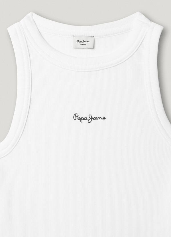 RIBBED LOGO PRINT T-SHIRT
