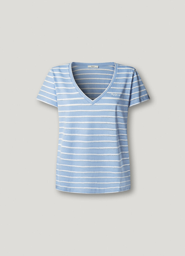 V-NECK STRIPED T-SHIRT