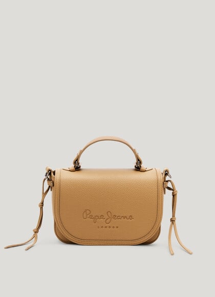 LEATHER EFFECT SHOULDER BAG WITH FLAP