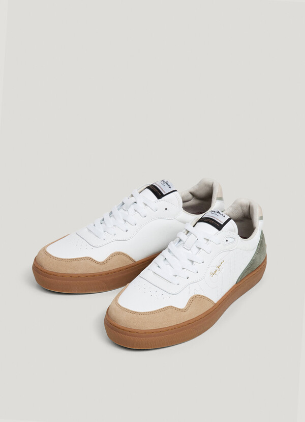 CAMDEN - LEATHER TRAINERS WITH SUEDE DETAILS 