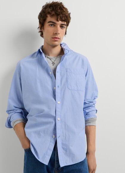 REGULAR FIT STRIPED POPLIN SHIRT
