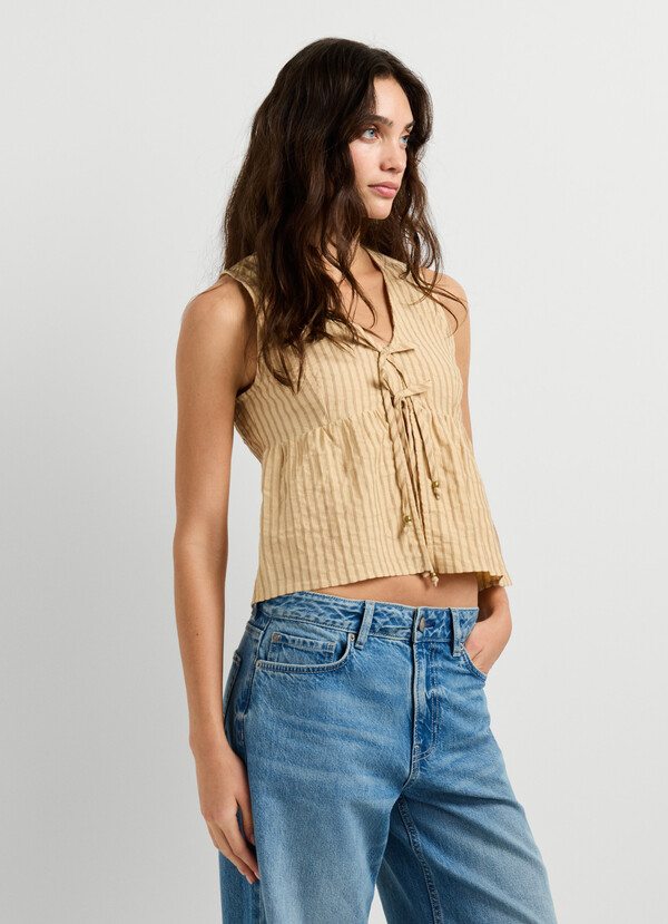 SLEEVELESS STRIPED BLOUSE