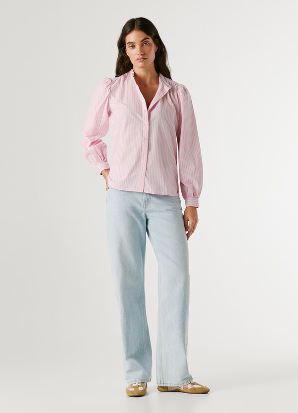 STRIPED POPLIN BLOUSE