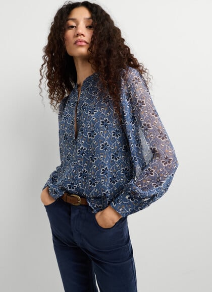FLORAL PRINT CHIFFON BLOUSE
