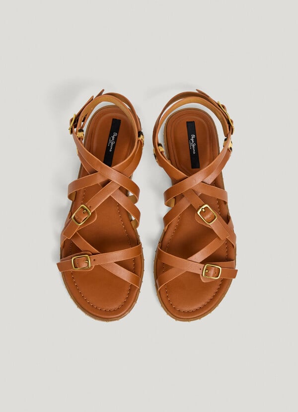 FLAT SANDALS WITH ANIMAL PRINT DETAILS