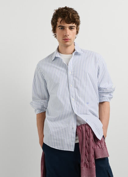 REGULAR FIT STRIPED POPLIN SHIRT