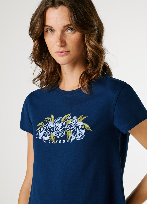PRINTED FLORAL LOGO T-SHIRT
