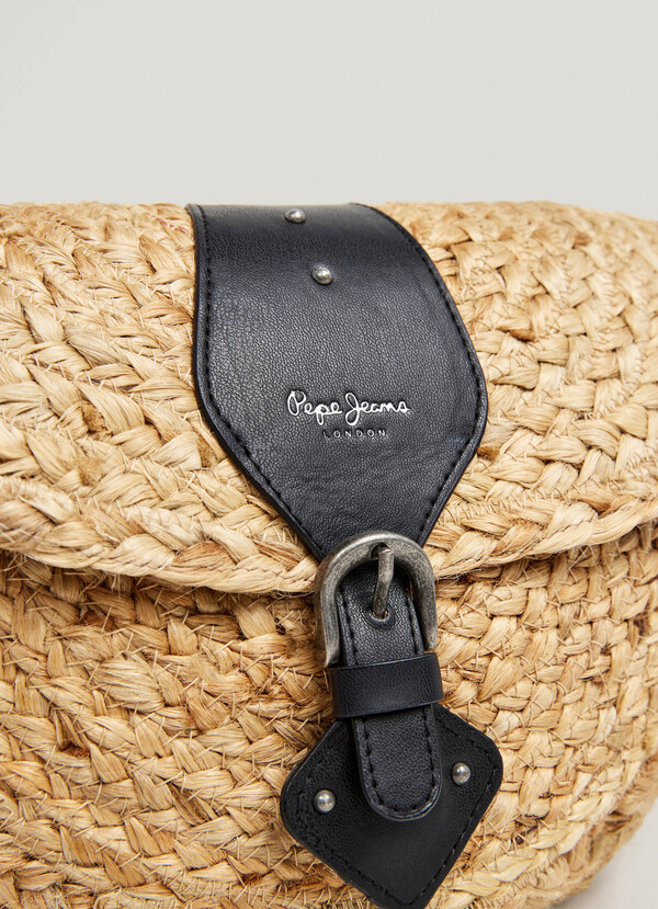 JUTE SHOULDER BAG WITH FLAP