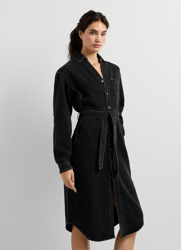 REGULAR FIT DENIM MIDI DRESS