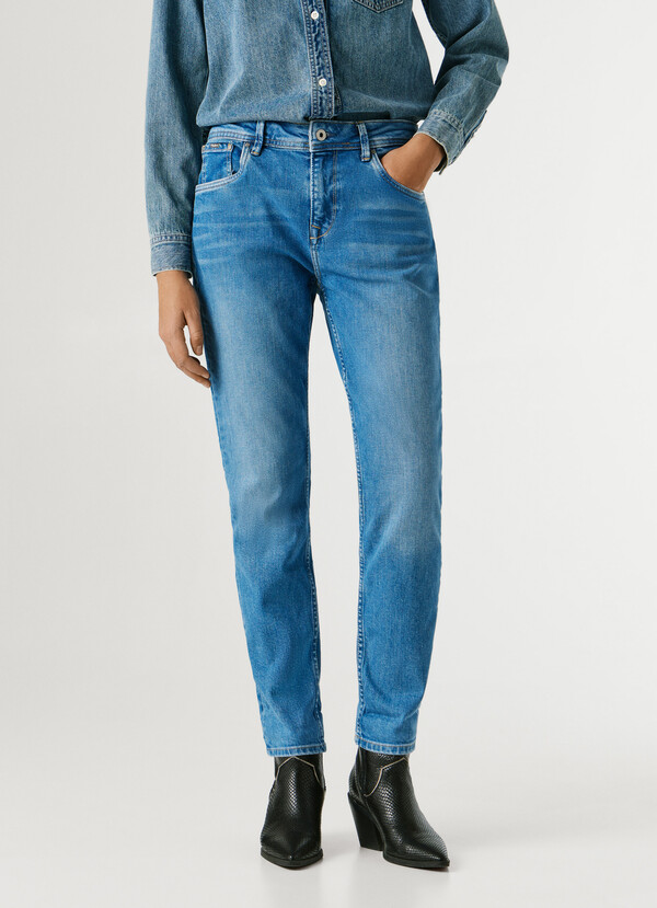 HIGH-RISE TAPER FIT JEANS - VIOLET