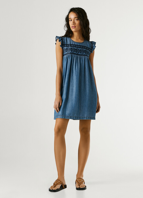 EMBROIDERED DETAIL MINI DRESS
