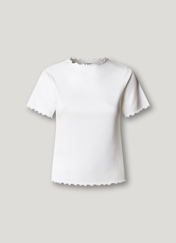 POINTELLE T-SHIRT WITH EMBROIDERED LOGO