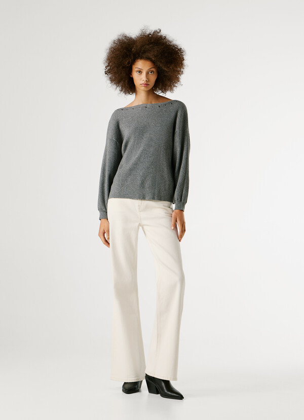 BOAT NECK RIBBED JUMPER