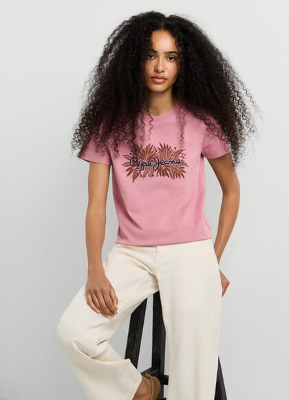 PRINTED FLORAL LOGO T-SHIRT