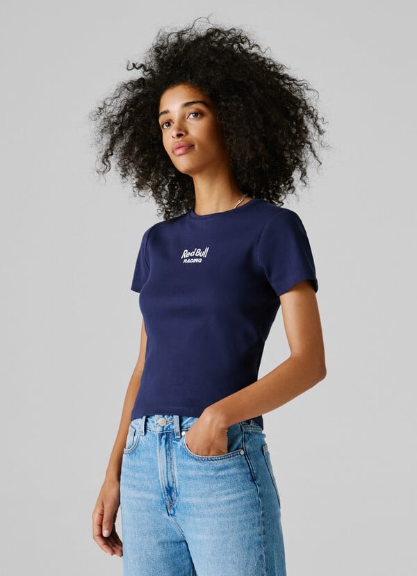 RIBBED LOGO EMBROIDERED T-SHIRT