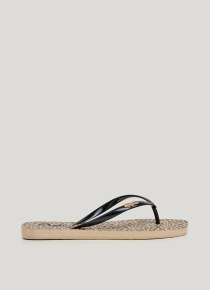 ANIMAL PRINT BEACH FLIP FLOPS