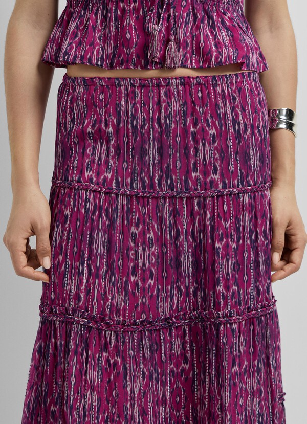 ABSTRACT PRINT MIDI SKIRT