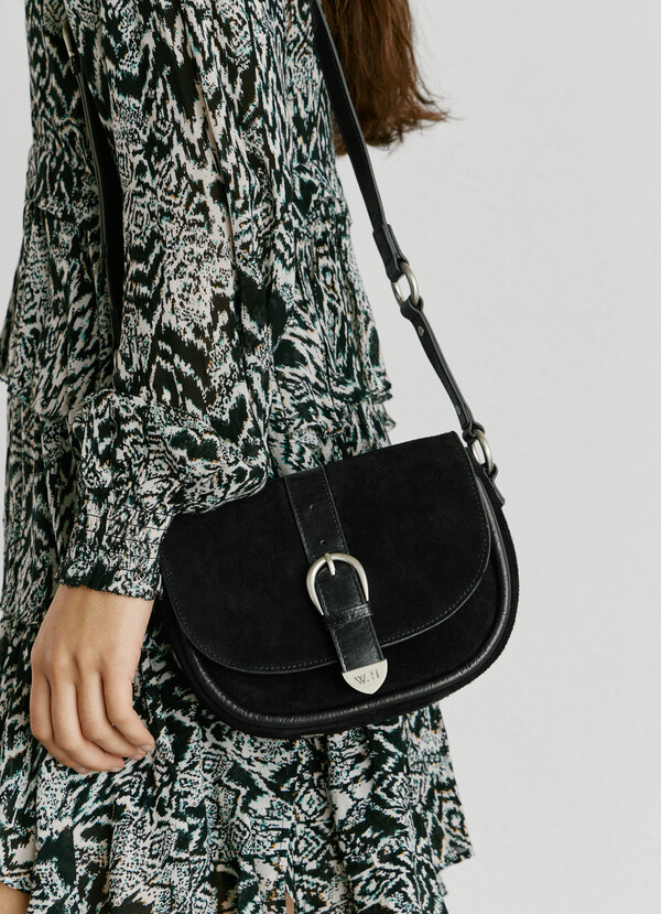 SUEDE BAG WITH FLAP
