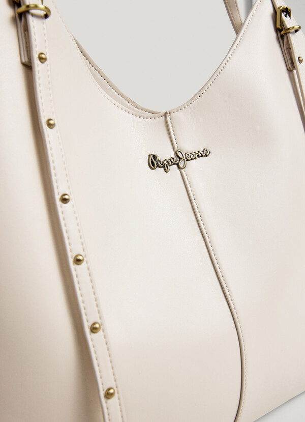 LEATHER EFFECT TOTE BAG WITH STUDS