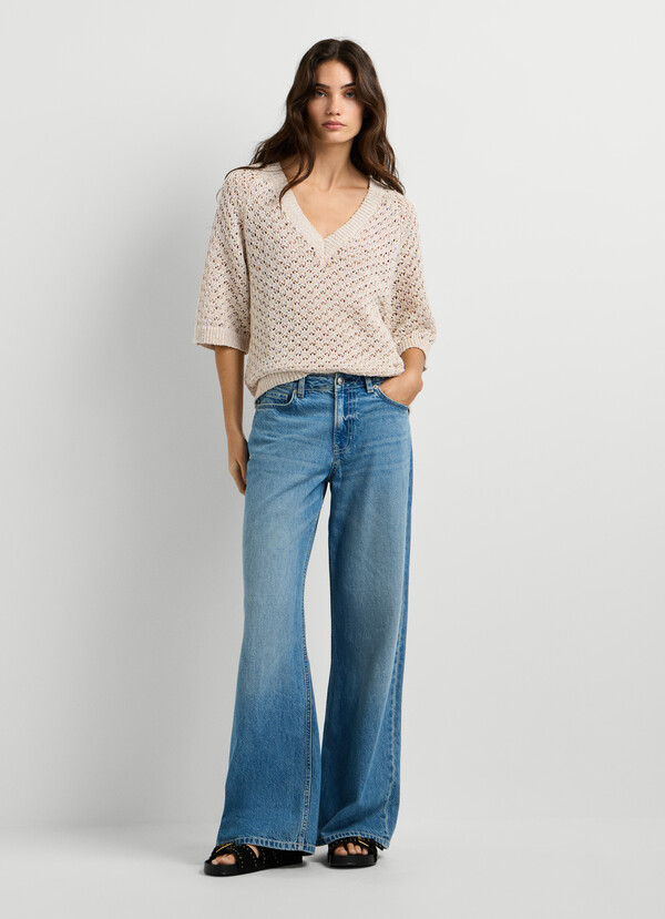 V-NECK OPENWORK JUMPER