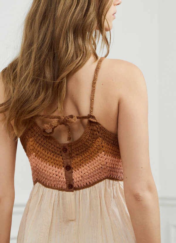 CROCHET DETAIL MIDI DRESS