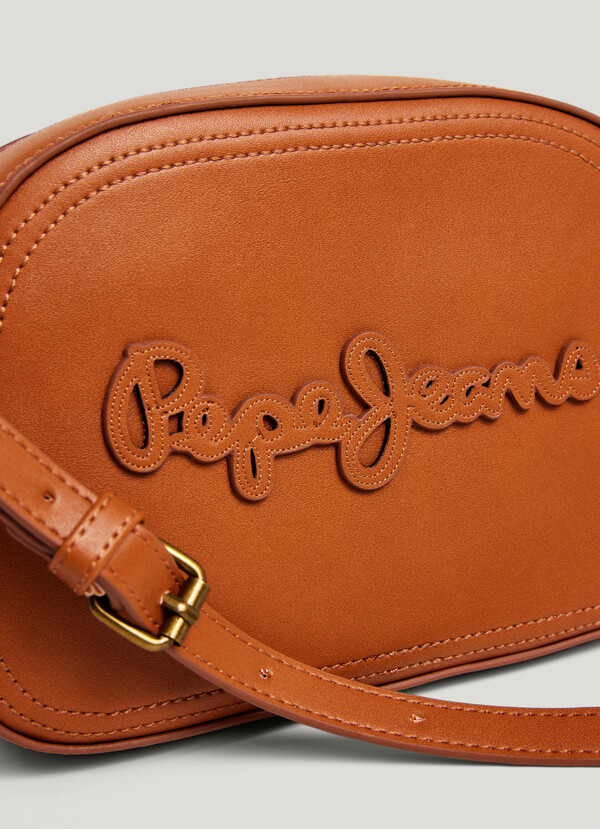 LEATHER EFFECT SHOULDER BAG WITH LOGO