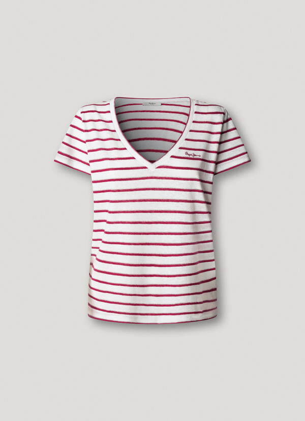 V-NECK STRIPED T-SHIRT