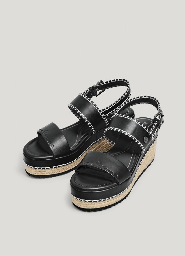 WEDGE SANDALS WITH BUCKLE CLOSURE