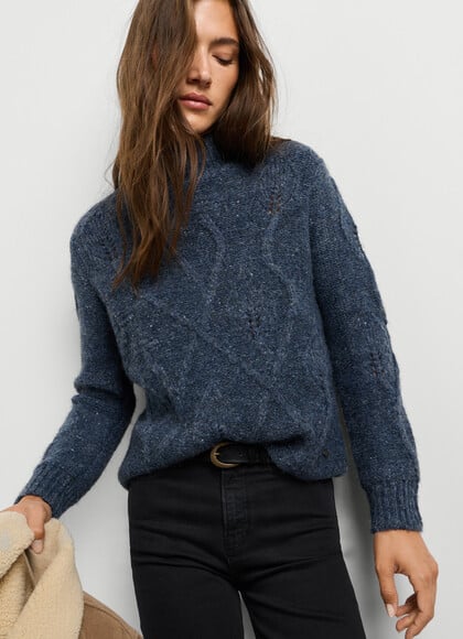 HIGH NECK CABLE KNIT JUMPER