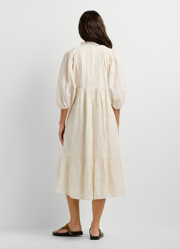 FLORAL EMBROIDERY MIDI DRESS