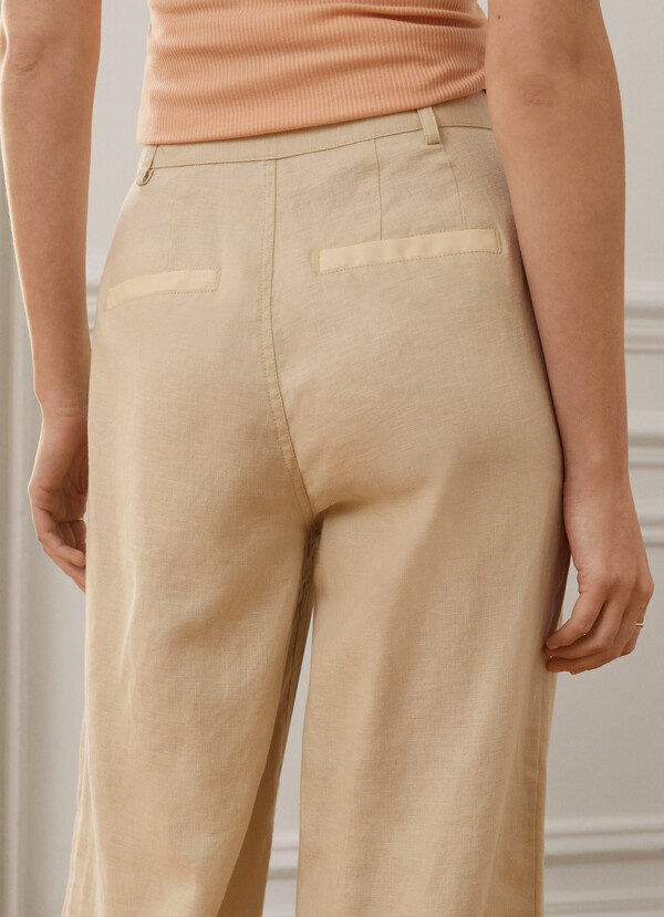 WIDE LEG LINEN TROUSERS