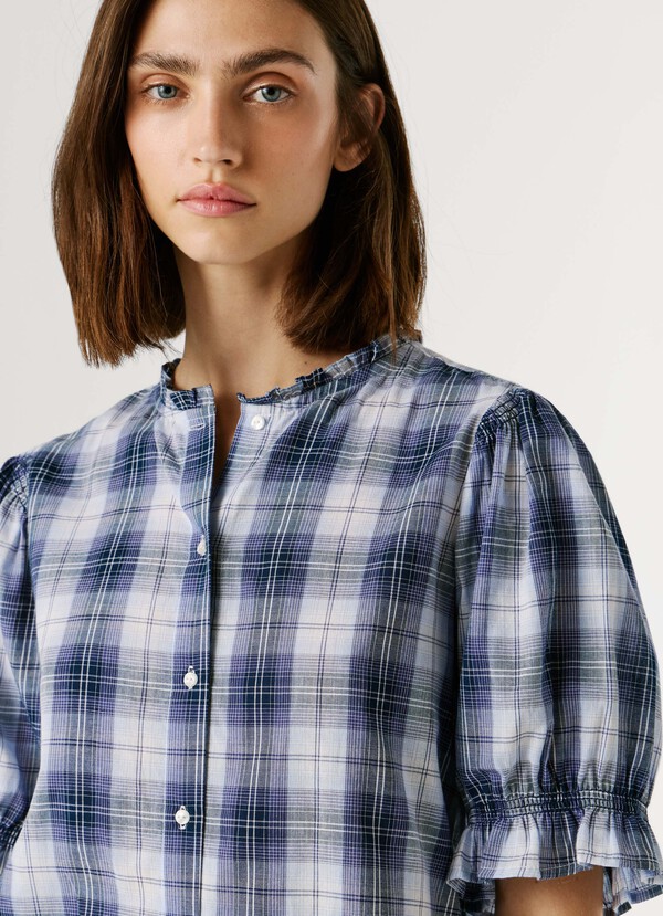 CHECKED BLOUSE WITH RUFFLES