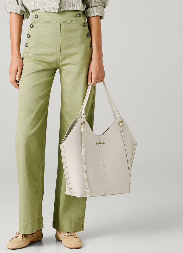 LEATHER EFFECT TOTE BAG WITH STUDS