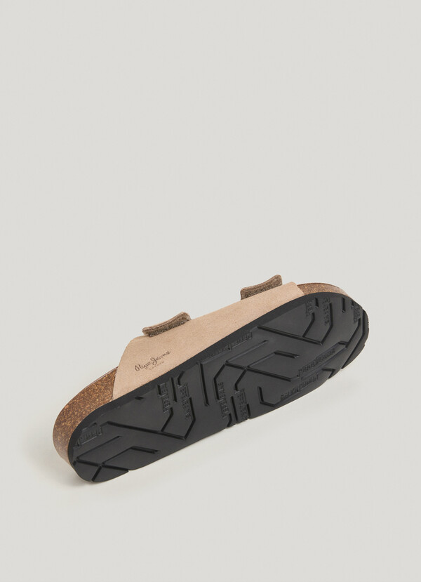 SUEDE SANDALS WITH DOUBLE VELCRO CLOSURE