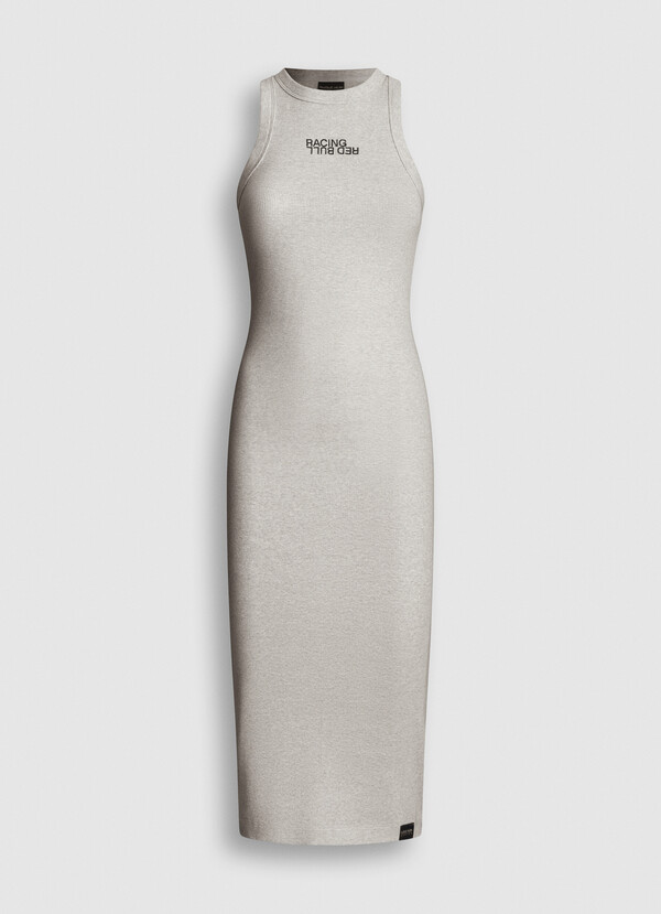 PRINTED LOGO RIBBED MAXI DRESS
