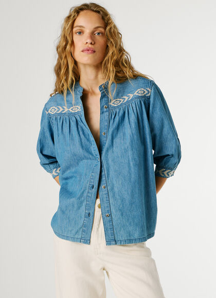 REGULAR FIT DENIM BLOUSE