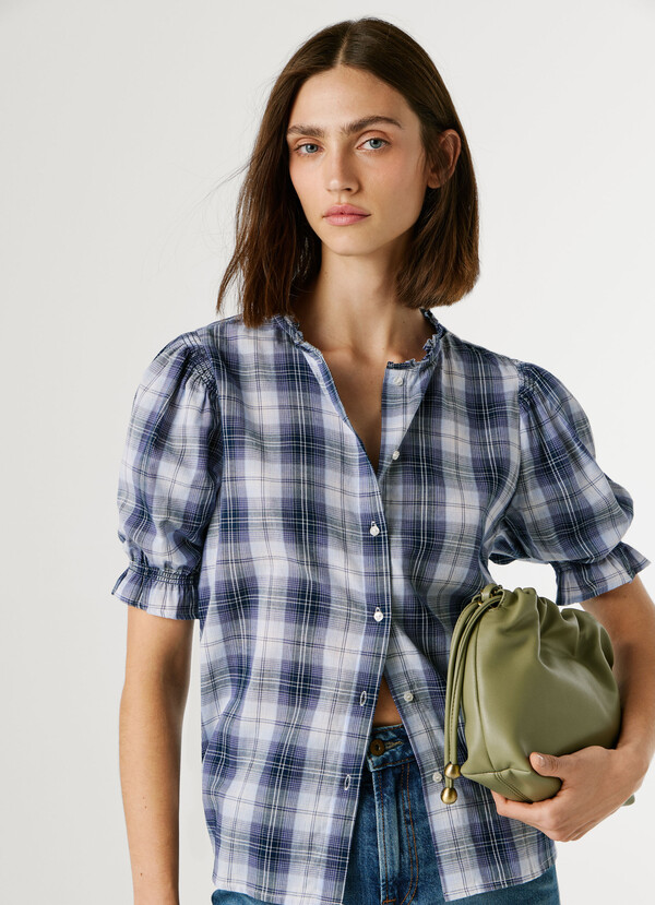 CHECKED BLOUSE WITH RUFFLES